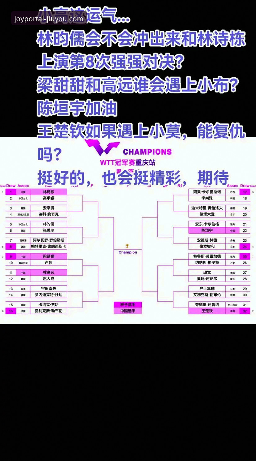 九游官网 一场青春风暴的战术解析:WTT重庆冠军赛男单决赛深度评测